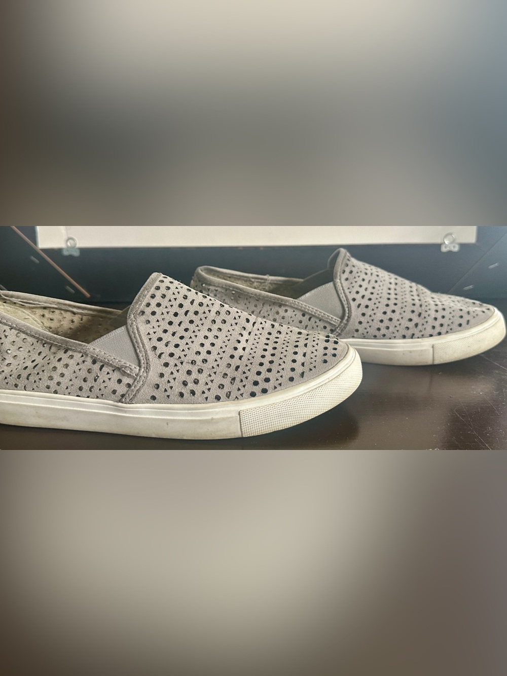 Steve Madden Gray Perforated Slip-On Clog Sneakers